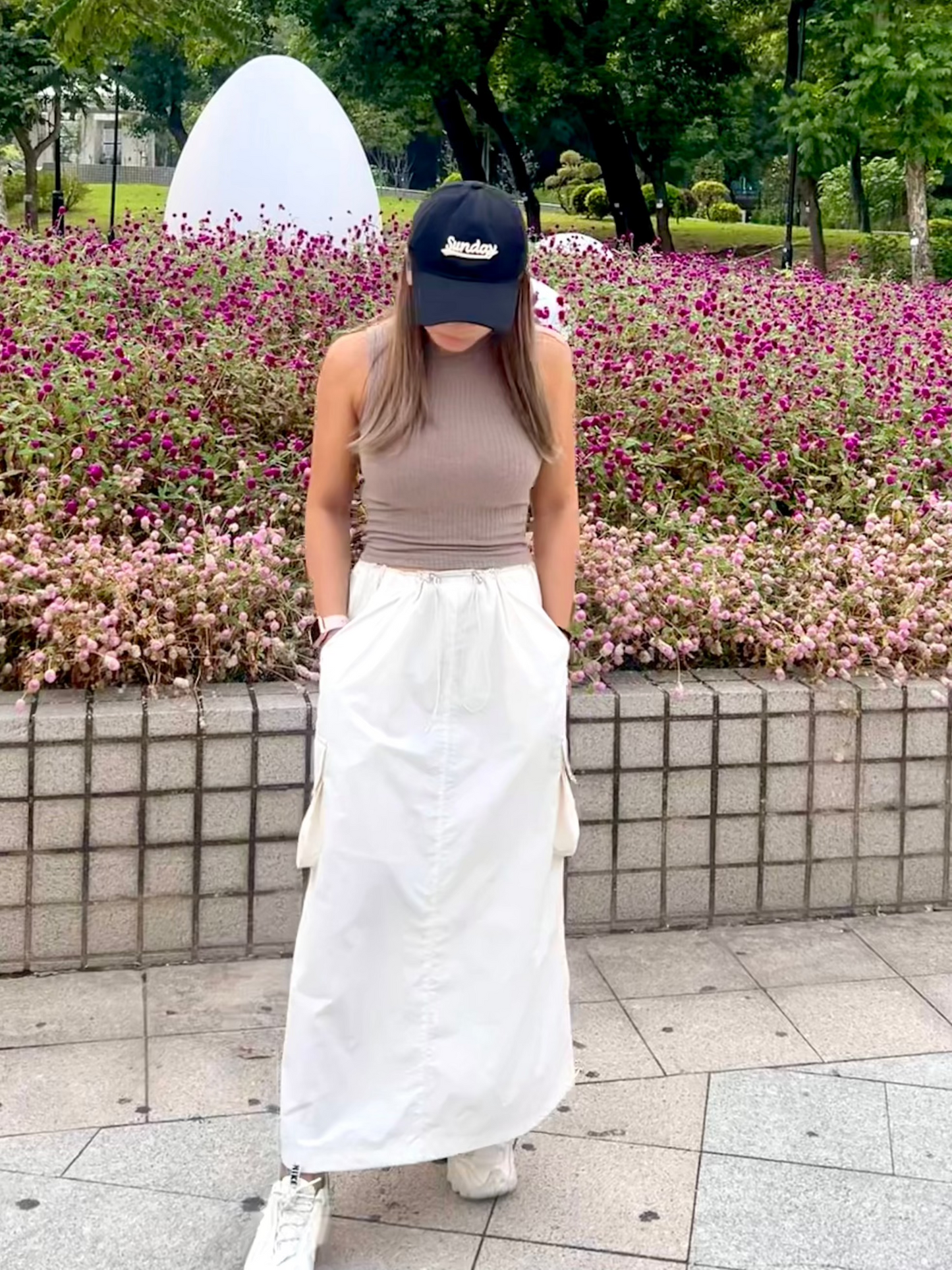 Basic直紋背心 + 百搭休閒長裙